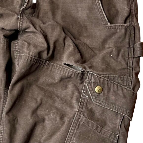 Y2K Carhartt Distressed Ripstop Pants B342 DFE Brown 32X30 - Picture 7 of 8